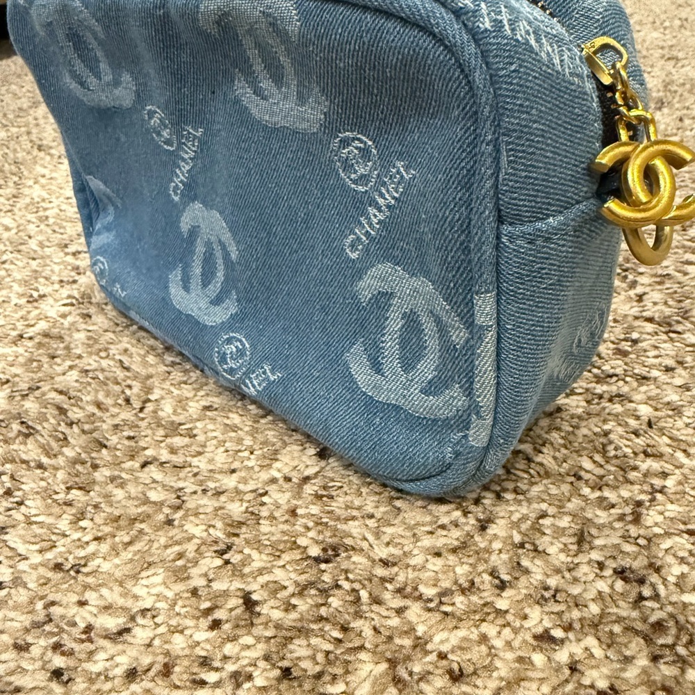 CHANEL Blue Cosmetic Bag denim